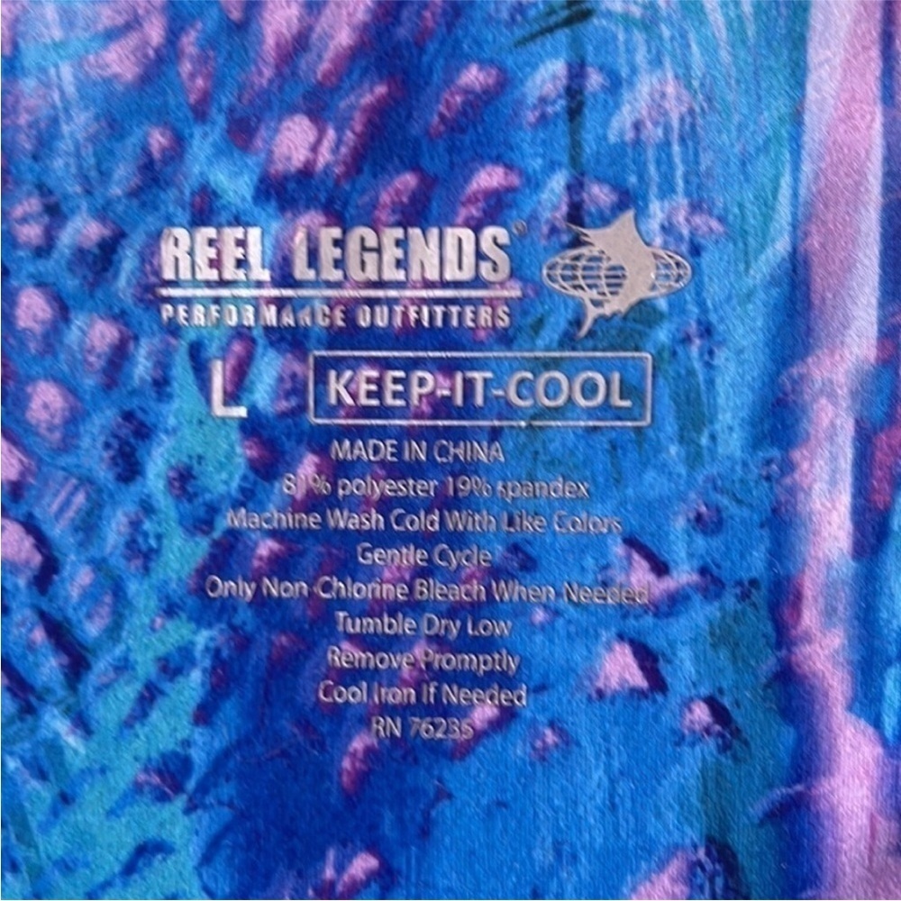 Reel Legends Keep It Cool Blue Coastal Print Athletic Leggings L - Picture 5 of 8